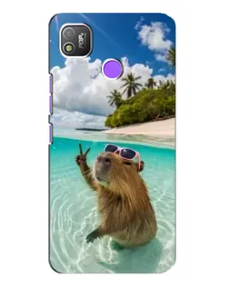 Чехол для TECNO POP 4 с картинкой «Капибара на море»