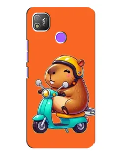 Чехол для TECNO POP 4 с картинкой «Капибара на скутере»