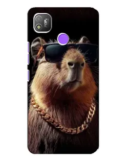 Чехол для TECNO POP 4 с картинкой «Капибара золотая цепь»