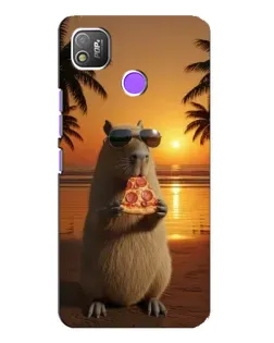 Чехол для TECNO POP 4 с картинкой «Капибара с пиццей»