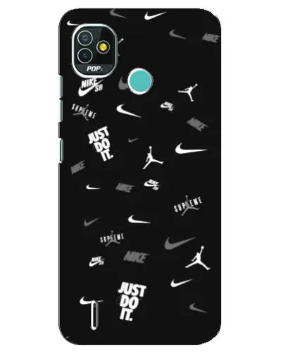 Чехол для TECNO Pop 5 (BD2p) с картинкой «Nike Black Pattern» Чехол для TECNO Pop 5 (BD2p) с картинкой «Nike Black Pattern»