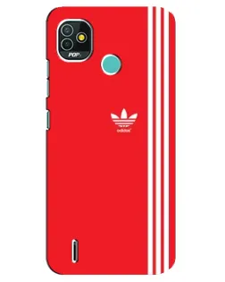 Чехол для TECNO Pop 5 (BD2p) с картинкой «Красный минимализм Adidas»