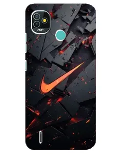 Чехол для TECNO Pop 5 (BD2p) с картинкой «Nike — эффект разломов»
