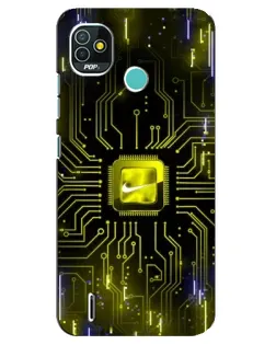 Чехол для TECNO Pop 5 (BD2p) с картинкой «Nike — золотая искра»