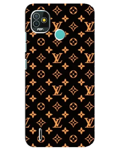 Чехол для TECNO Pop 5 (BD2p) с картинкой «Золотая монограмма LV»