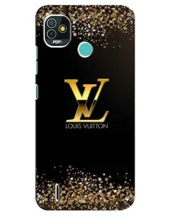 Чехол для TECNO Pop 5 (BD2p) с картинкой «LV — золотые искры»