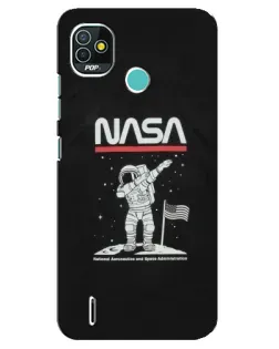 Чехол для TECNO Pop 5 (BD2p) с картинкой «NASA — шагаем по Луне»