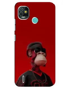 Чехол для TECNO Pop 5 (BD2p) с картинкой «Bored Ape в красном»