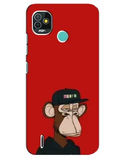 Чехол для TECNO Pop 5 (BD2p) с картинкой «Bored Ape — красный фон»