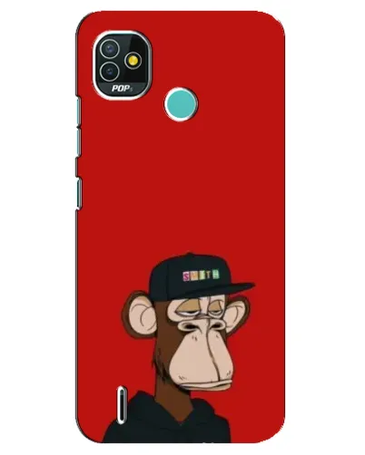 Чехол для TECNO Pop 5 (BD2p) с картинкой «Bored Ape — красный фон»