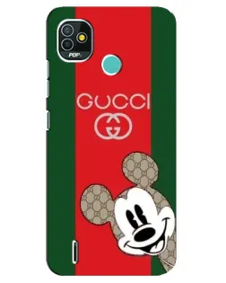 Чехол для TECNO Pop 5 (BD2p) с картинкой «Gucci — полосы и Микки»