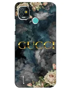 Чехол для TECNO Pop 5 (BD2p) с картинкой «Абстрактные цветы Gucci»