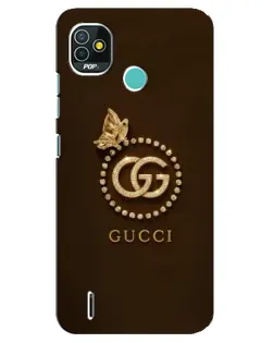 Чехол для TECNO Pop 5 (BD2p) с картинкой «Gucci — золотая бабочка»