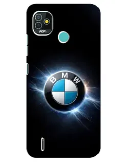 Чехол для TECNO Pop 5 (BD2p) с картинкой «BMW — неоновое сияние»