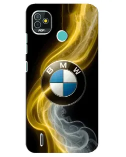 Чехол для TECNO Pop 5 (BD2p) с картинкой «Золотистый дым BMW»