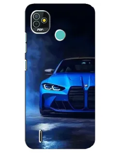 Чехол для TECNO Pop 5 (BD2p) с картинкой «Голубая BMW M4»