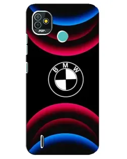Чехол для TECNO Pop 5 (BD2p) с картинкой «Логотип BMW и неоновые дуги»