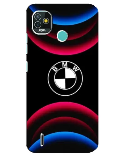 Чехол для TECNO Pop 5 (BD2p) с картинкой «Логотип BMW и неоновые дуги»