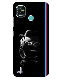 Чехол для TECNO Pop 5 (BD2p) с картинкой «Силуэт BMW в темноте»