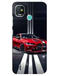 Чехол для TECNO Pop 5 (BD2p) с картинкой «Красная BMW на дороге»