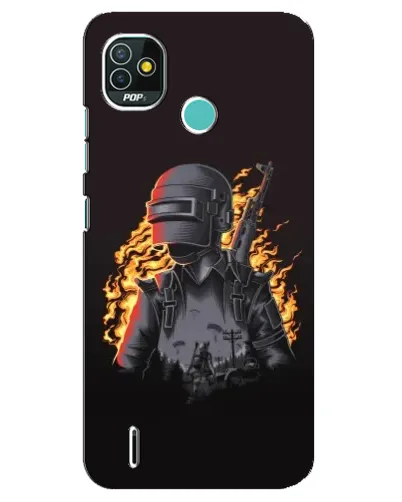 Чехол для TECNO Pop 5 (BD2p) с картинкой «PUBG — огненный силуэт»
