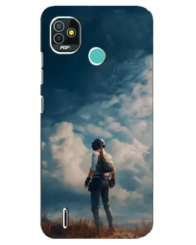 Чехол для TECNO Pop 5 (BD2p) с картинкой «Герой PUBG на скале»