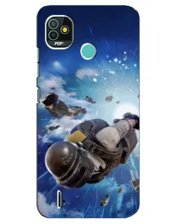 Чехол для TECNO Pop 5 (BD2p) с картинкой «Десант PUBG — прыжок»