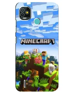 Чехол для TECNO Pop 5 (BD2p) с картинкой «Minecraft классический мир»