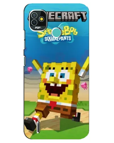 Чохол для TECNO Pop 5 (BD2p) з картинкою «Губка Боб Minecraft» Чохол для TECNO Pop 5 (BD2p) з картинкою «Губка Боб Minecraft»