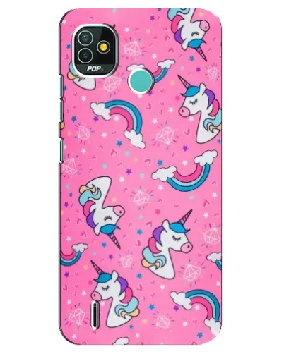 Чехол для TECNO Pop 5 (BD2p) с картинкой «Unicorn паттерн розовый»