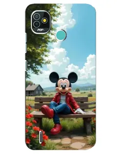 Чехол для TECNO Pop 5 (BD2p) с картинкой «Микки на скамейке»