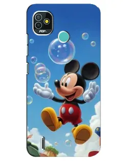 Чехол для TECNO Pop 5 (BD2p) с картинкой «Mickey и мыльные пузыри»
