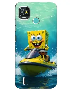 Чохол для TECNO Pop 5 (BD2p) з картинкою «Спанч Боб на гідроциклі»