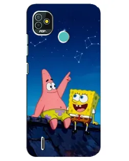 Чехол для TECNO Pop 5 (BD2p) с картинкой «Губка Боб и Патрик ночью»