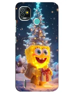 Чехол для TECNO Pop 5 (BD2p) с картинкой «Рождественский Спанч Боб»
