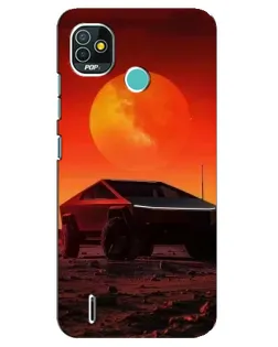 Чехол для TECNO Pop 5 (BD2p) с картинкой «Cybertruck на Марсе»