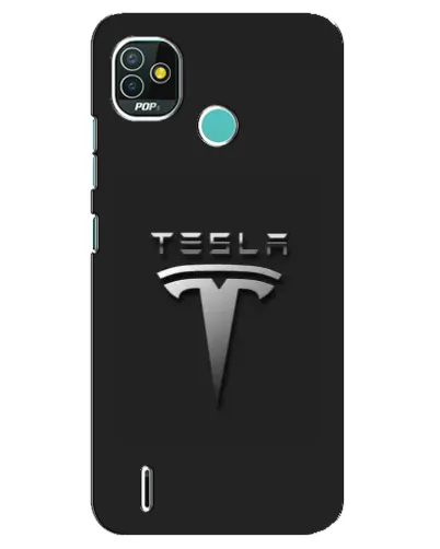 Чехол для TECNO Pop 5 (BD2p) с картинкой «Стальной логотип Tesla»