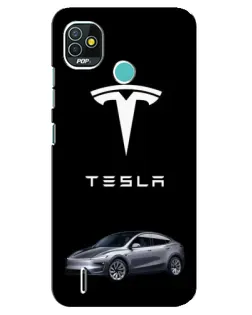 Чехол для TECNO Pop 5 (BD2p) с картинкой «Tesla Model Y»