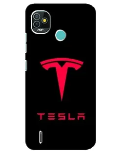 Чехол для TECNO Pop 5 (BD2p) с картинкой «Tesla Red Logo»
