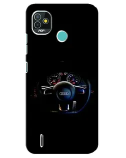 Чехол для TECNO Pop 5 (BD2p) с картинкой «Салон Audi — руль»