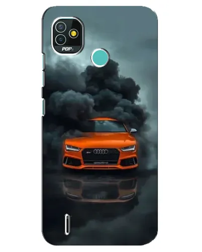 Чехол для TECNO Pop 5 (BD2p) с картинкой «Audi в облаках дыма»