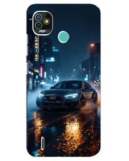 Чехол для TECNO Pop 5 (BD2p) с картинкой «Ночной город и Audi»