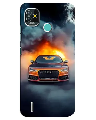 Чехол для TECNO Pop 5 (BD2p) с картинкой «Audi в огненном дыму»