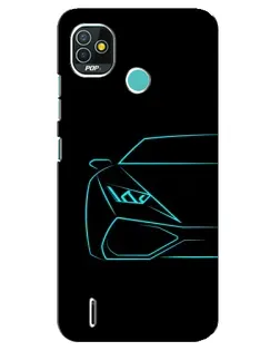 Чехол для TECNO Pop 5 (BD2p) с картинкой «Голубой силуэт Lamborghini»