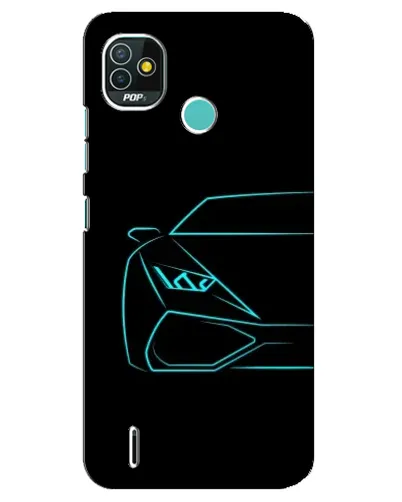 Чехол для TECNO Pop 5 (BD2p) с картинкой «Голубой силуэт Lamborghini»