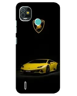 Чехол для TECNO Pop 5 (BD2p) с картинкой «Lamborghini желтый акцент»