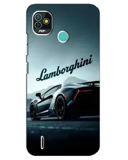 Чехол для TECNO Pop 5 (BD2p) с картинкой «Классическая надпись Lamborghini»