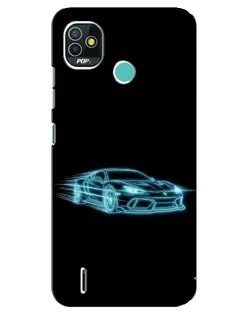 Чехол для TECNO Pop 5 (BD2p) с картинкой «Неоновый контур Lamborghini»