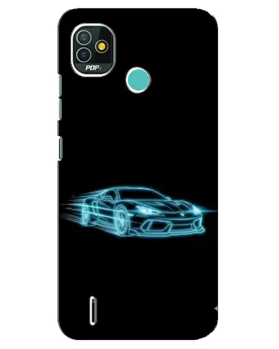 Чехол для TECNO Pop 5 (BD2p) с картинкой «Неоновый контур Lamborghini»