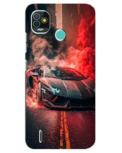 Чехол для TECNO Pop 5 (BD2p) с картинкой «Lamborghini красный дым»